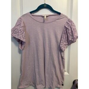Matilda Jane Enchanted Garden Lilac Lavender Eyelet Tee Women's Medium